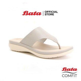 Bata COMFIT รองเท้าแตะ ส้นแบน ผู้หญิง SLIP ON แบบคีบ เปิดส้น สีเทา รหัส 6712329 Ladiescomfort Fashion