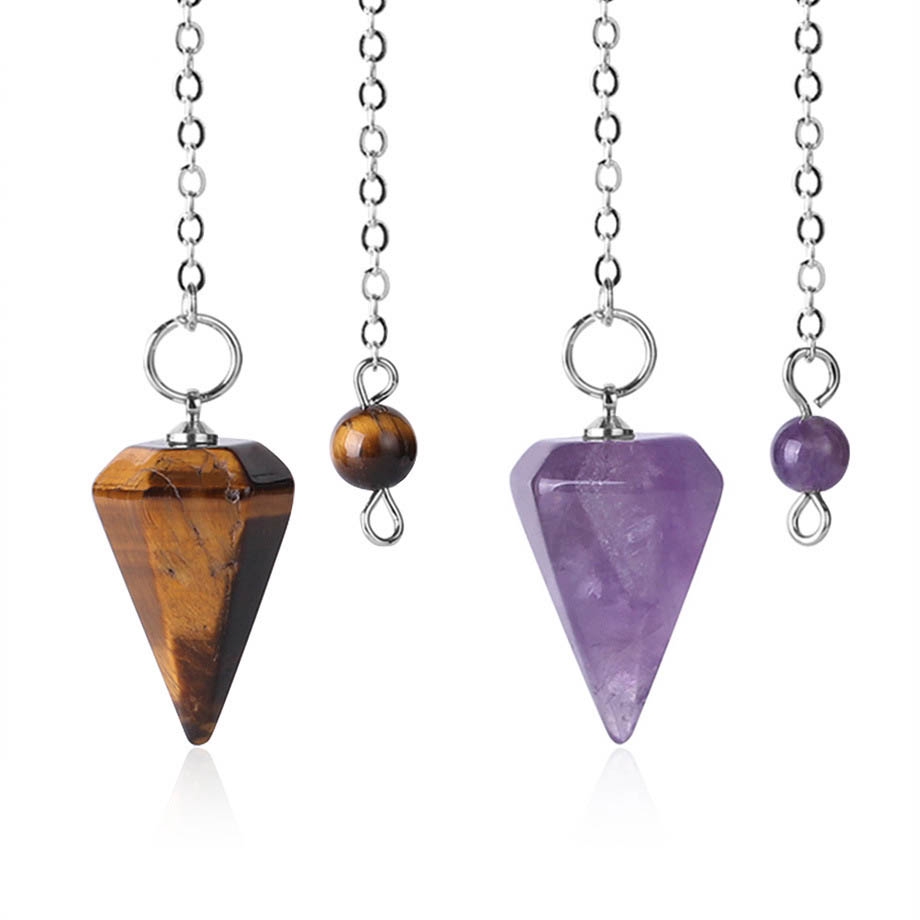ขนาดเล็ก Reiki ลูกตุ้มหินธรรมชาติ Amulet Healing จี้คริสตัลสมาธิลูกตุ้มหกเหลี่ยมสําหรับผู้ชายผู้หญิง
