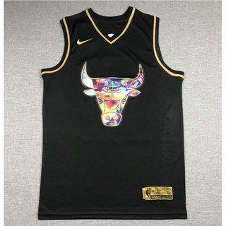 ใหม่ Chicago Bulls สําหรับผู้ชาย 2022 #เสื้อกีฬาบาสเก็ตบอล ปักลาย Michael 23 Michael Diamond Edition สีดํา สีทอง