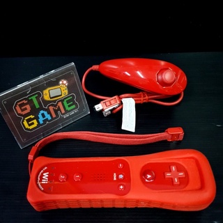 Wii Mote &amp; Nunchuck Motionplus Inside Aka (Red) 🕹Japan 🇯🇵 [ RVL-036 ] 90%