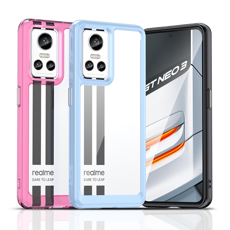 สําหรับRealme GT Neo3 GT Neo 2TซิลิโคนหรูหรากันชนใสTPUกันกระแทกกรณี
