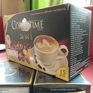 Coffee Time Plus+ คอฟฟี่ไทม์ พลัส 24 in 1 ( กาแฟปรุงสำเร็จ พรีเมียม หอมเข้มเต็มอารมณ์มอคค่า)
