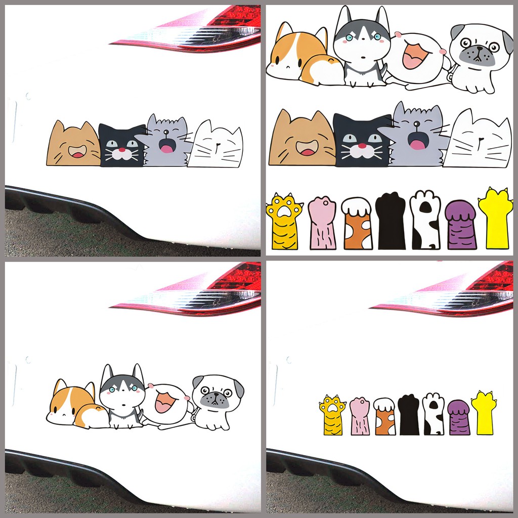 【พร้อมส่งจากไทย】สติกเกอร์รูปหมา แมว ติดรถยนต์ กันน้ำ ทนแดด 100%