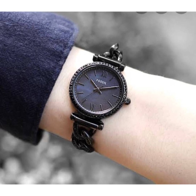 Fossil Carlie Mini Three-Hand Black Stainless-Steel Watch ES4690