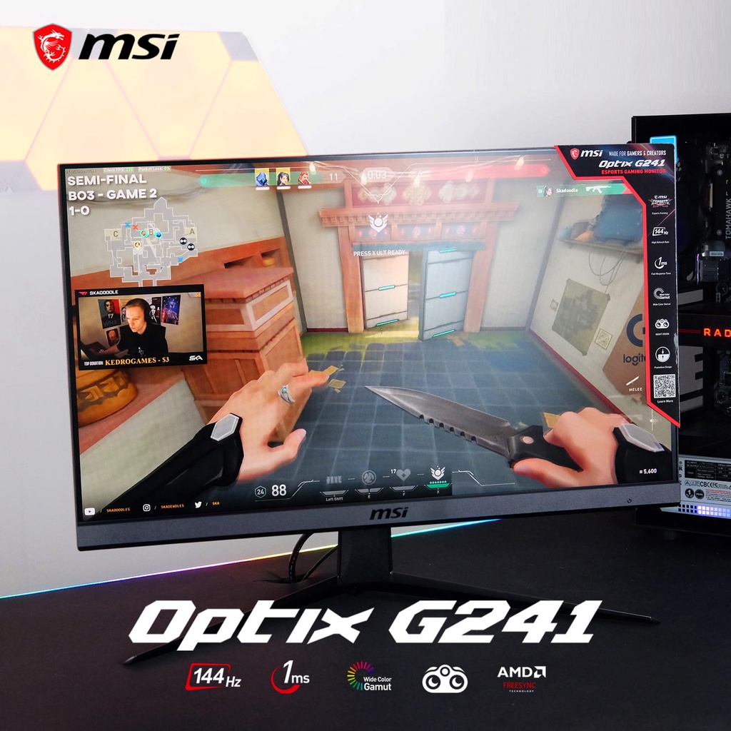 MSI Optix G241 144Hz IPS, HDMI, DP FreeSync Monitor 3years warranty จอคอมพิวเตอร์ จอ ภาพ