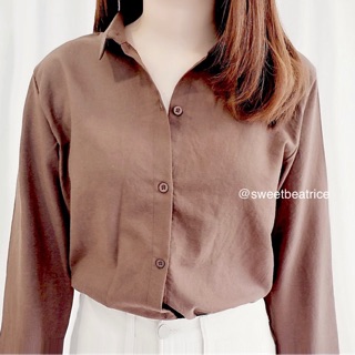 พร้อมส่ง 🎀 เสื้อเชิ้ตสไตล์เกาหลี เสื้อเชิ้ตแขนยาว Sweet Beatrice 🎀 Chuu Pleasing Blouse - KR25