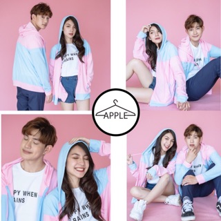 เสื้อฮู้ด apple ทูโทน ฟ้าชมพู