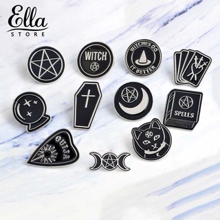 ELLA ® Unisex Punk Witch Coffin Cat Book Enamel Brooch Pin Pagan Jewelry