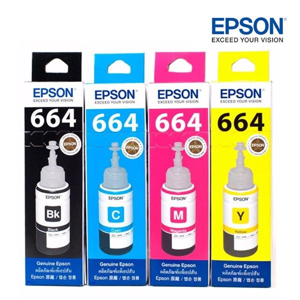Epson Ink รุ่น T664 BCMY มีกล่อง FOR PRINTER TANK L100/200/110/120/210/355/350/365/565