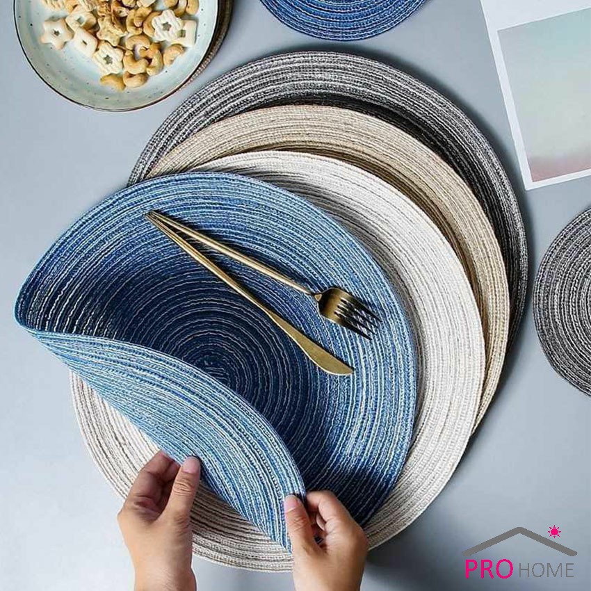 ทนความร้อน แผ่นรองจาน ทรงกลม ที่รองจานสไตล์ญี่ปุ่น กันลื่น ทำความสะอาดง่าย Round placemat