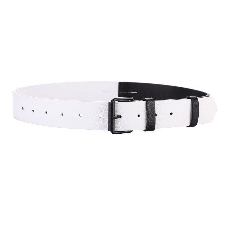Ready stock New style leather belt women fashion two-color stitching ...