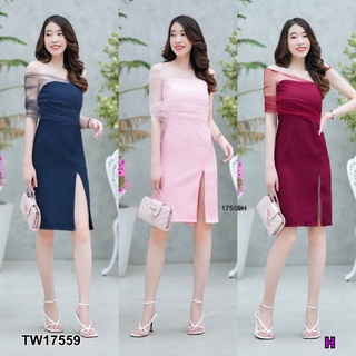 👗Pfashion [ส่งไว!!🚛] P17559 มินิเดรสเกาะอกซีทรูตาข่าย