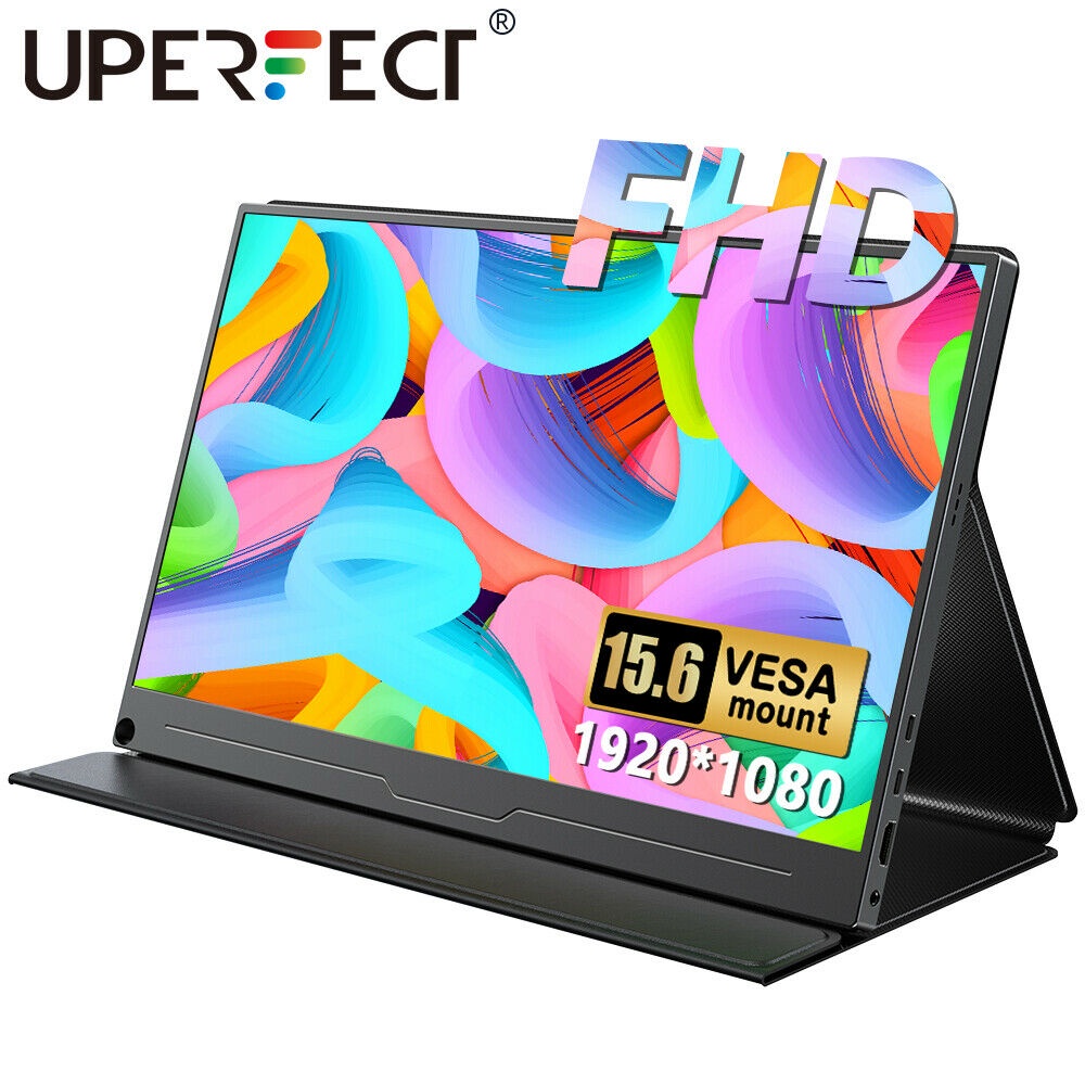 UPERFECT 15.6" Portable Monitor 1080P FD LCD Display Second Screen 250 cd/m2 Brightness For PC Phone