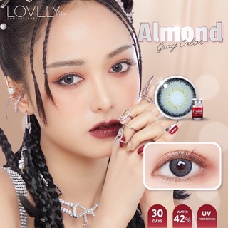 คอนแทนเลนส์ lovely lens ฝาขาว Almond สีเทา/น้ำตาล เลนส์นิ่ม ใส่สบายตา