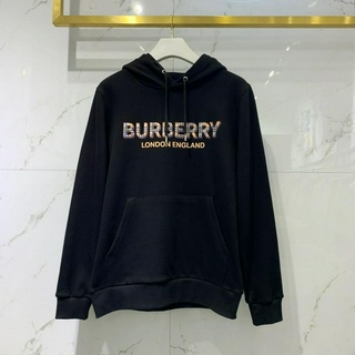 เสื้อกันหนาวแขนยาว มีฮู้ด ผ้าฝ้าย ลาย Burberr 2022 สําหรับผู้ชาย