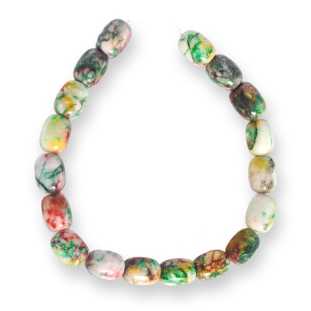 ลูกปัดหินแท้ ลักษณะเม็ดทรงรูปไข่ (Oval) หินควอทซ์ (Quartz) 14x18 mm - (LZ-0395 หลากสี)