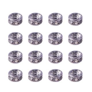 1 Bag Flat Round Rhinestone Bead Spacers 316 Stainless Steel Crystal 20pcs/bag
