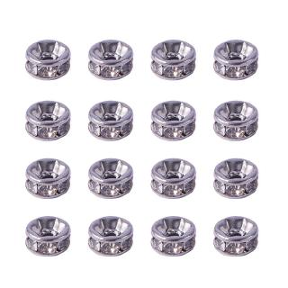 1 Bag Flat Round Rhinestone Bead Spacers 316 Stainless Steel Crystal 20pcs/bag