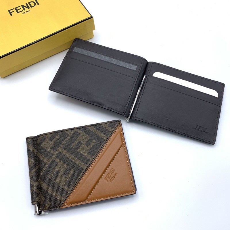 FF Fendi money-clip wallet canvas/leather กระเป๋าสตางค์ ใบสั้น ผู้ชาย เฟนดิ ของแท้ ส่งฟรีEMS ทั้งร้าน