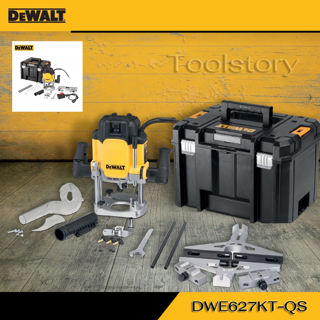 DeWALT เร้าเตอร์ DWE627KT ขนาด 12มม. มีสวิตซ์ สำหรับติดโต๊ะ (ไม่รวมโต๊ะ)