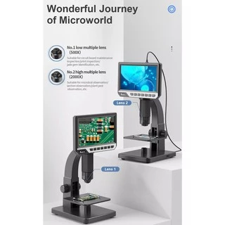 ใหม่ล่าสุด HD 7นิ้ว2000Xกล้องจุลทรรศน์ดิจิตอลสำหรับDIY 500X 1000X USB อุตสาหกรรมกล้องจุลทรรศน์ต่อเนื่องขยายแว่นขยาย