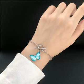 กำไลข้อมือจี้ผีเสื้อ🦋 Blue butterfly bracelet สไตล์เกาหลี พร้อมส่ง มีเก็บปลายทาง