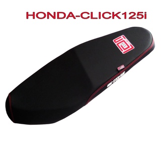 A เบาะแต่ง เบาะปาด เบาะรถมอเตอร์ไซด์สำหรับ HONDA-CLICK125i คริก125i NEW หูล็อคสลัก หนังด้าน ด้ายแดง งานเทพ