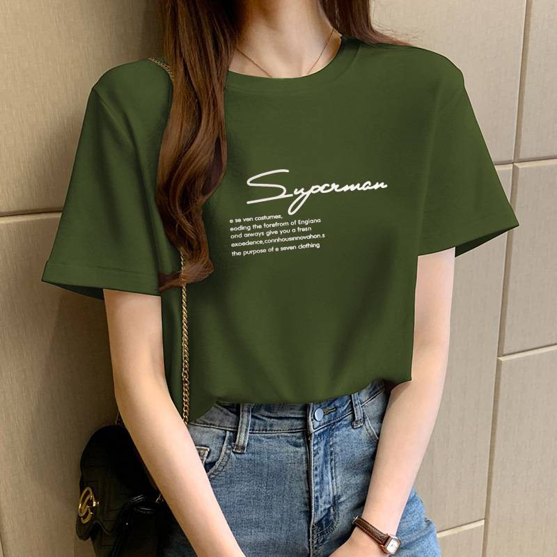 เสื้อผ้าแฟชั่นเสื้อยืดผู้หญิงแขนสั้นคอกลม(สกรีนตัวหนังสือ) TSH-021