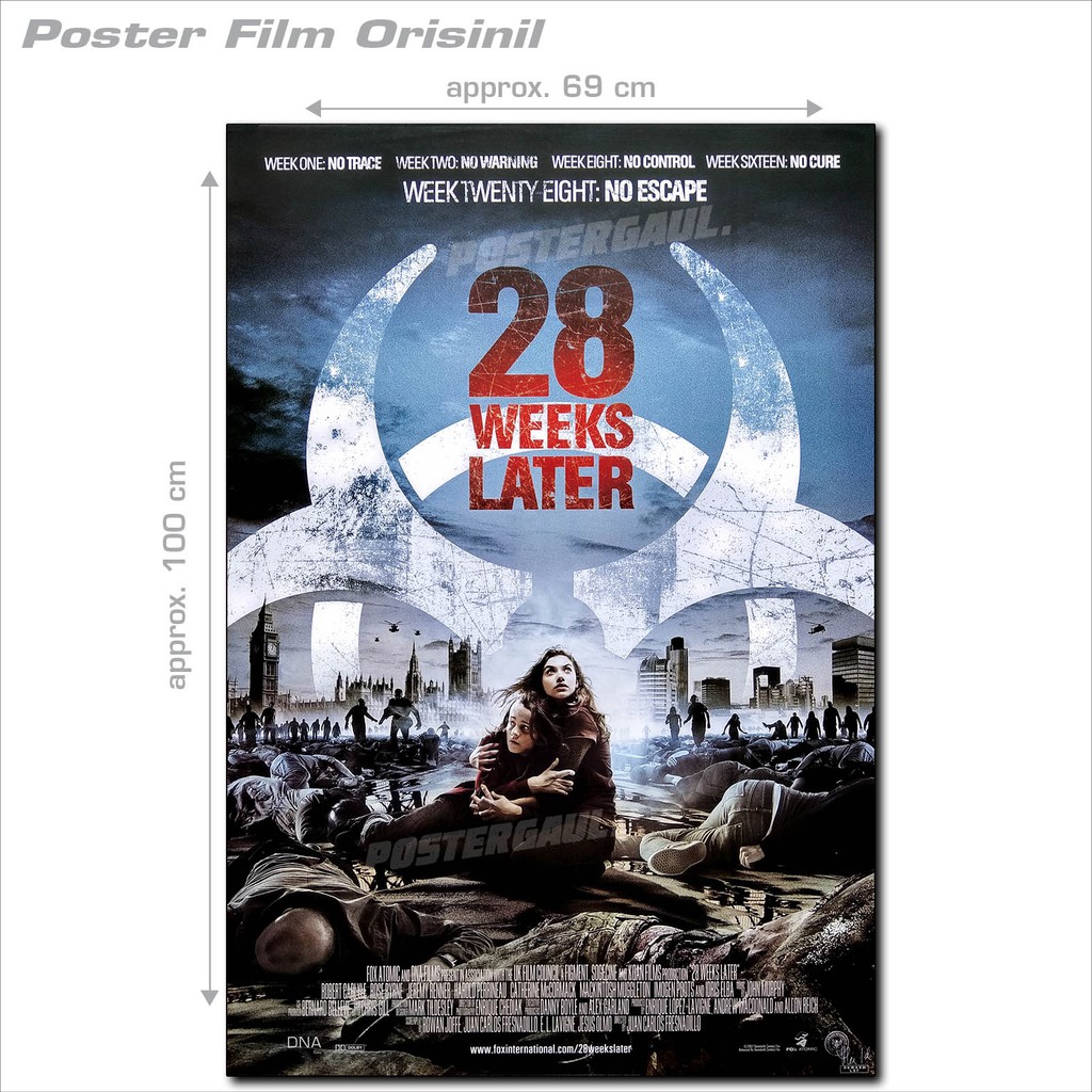 Poster Film 28 WEEKS LATER - แผ่นเดียวอินโดนีเซียดั้งเดิม ขนาด 69 x 100 cm