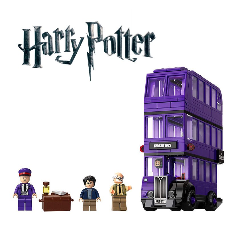 hotHarry potter series lego compatible purple bus building blocks for