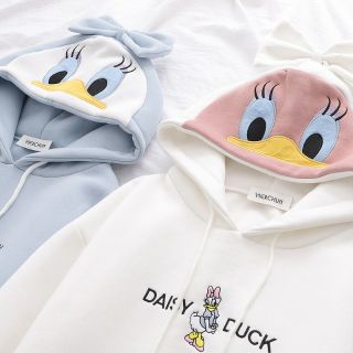 DY-022 พร้อมส่ง✔️เสื้อฮู้ด แขนยาวกันหนาว แต่งฮู้ดลาย Daisy Duck