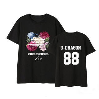 เสื้อยืดDX589 BIGBANG GD Flower Road Album Shirts Cotton Tshirt Short Sleeve Tees Tops T-shirt