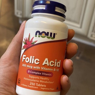 วิตามิน กรดโฟลิค ขนาด 800 มคก. บรรจุ 250 เม็ด,  Now Folic Acid