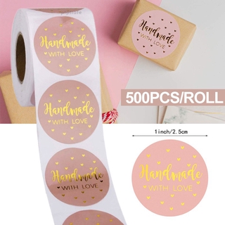 1 roll New Handmade with love Stickers Labels Round DIY Handmade Food Stickers