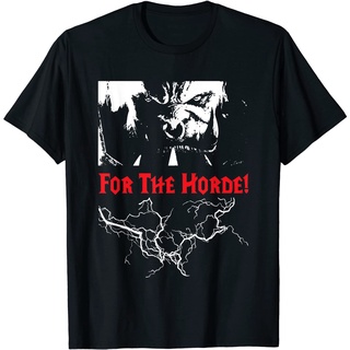 เสื้อยืดผ้าฝ้ายพิมพ์ลาย เสื้อยืดคอกลม ผ้าฝ้าย พิมพ์ลาย WoW For The Horde แฟชั่นคลาสสิก สําหรับผู้ชาย