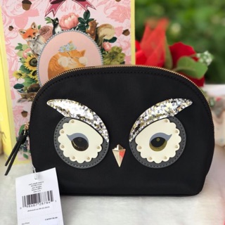 Kate Spade Owl Small Marcy Star Bright Black Cosmetic Bag Pouch WLRU5155 -NWT!Kate Spade Owl Small Marcy Star