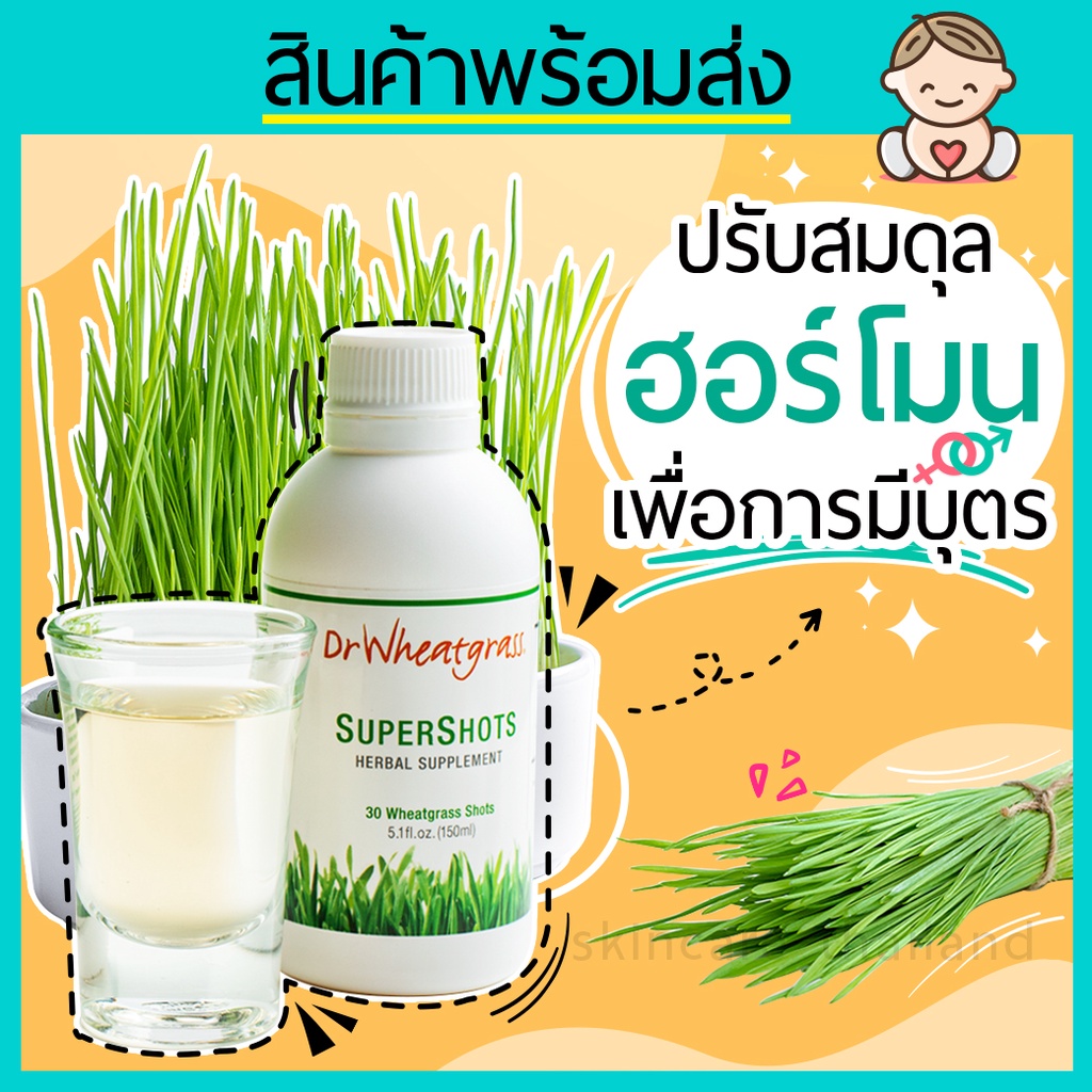 Dr Wheatgrass Supershots พร้อมส่ง **ส่งฟรี** น้ำสกัดจากต้นอ่อนข้าวสาลี