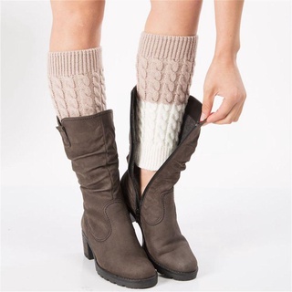 CACTU Winter Boot Socks Elastic Knitted Socks Leg Warmers Crochet Women Warm Soft Short Ankle Warmer/Multicolor #4