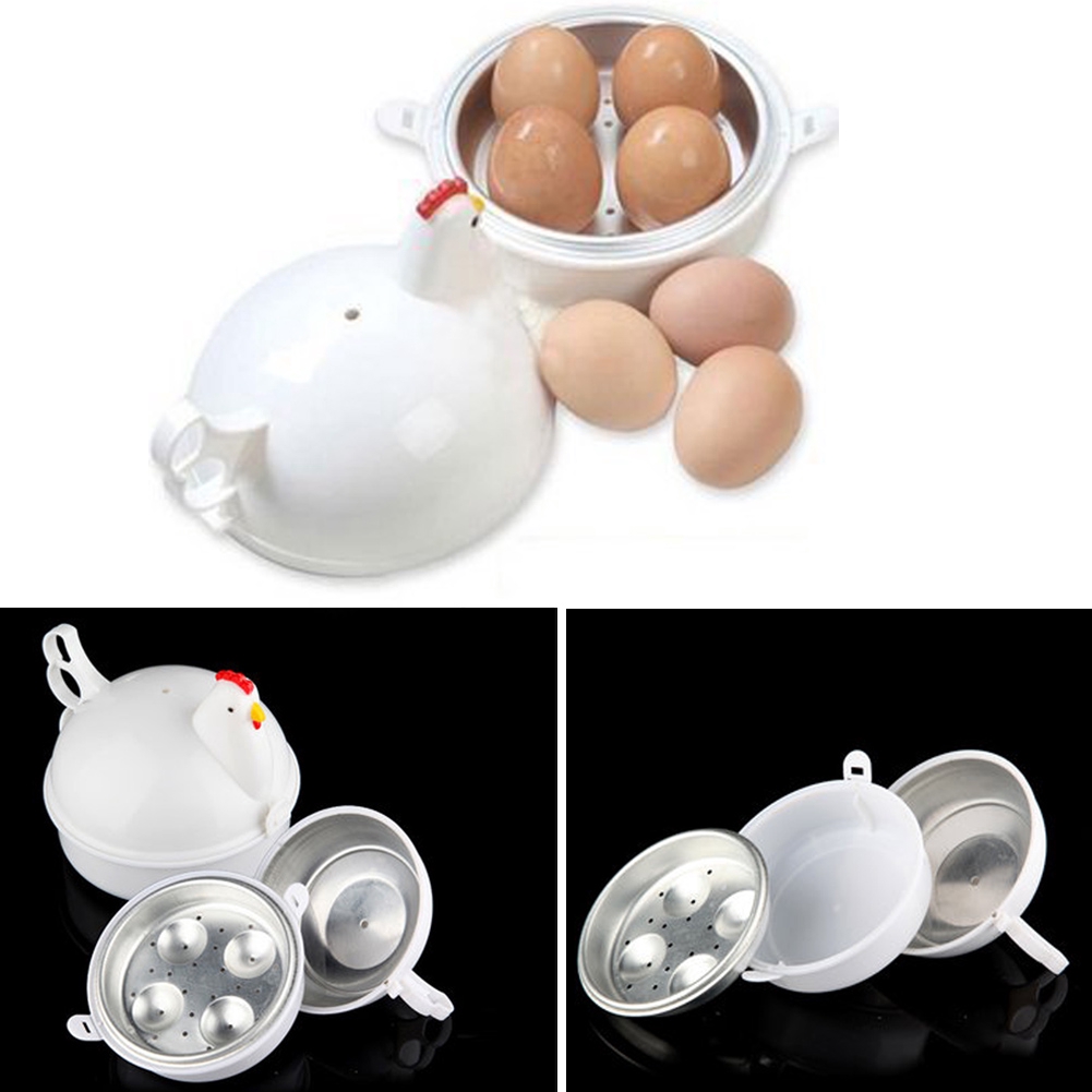 Microwave Egg Steaner4 Cooker Poacher No Piercing Boiler Soft or Hard