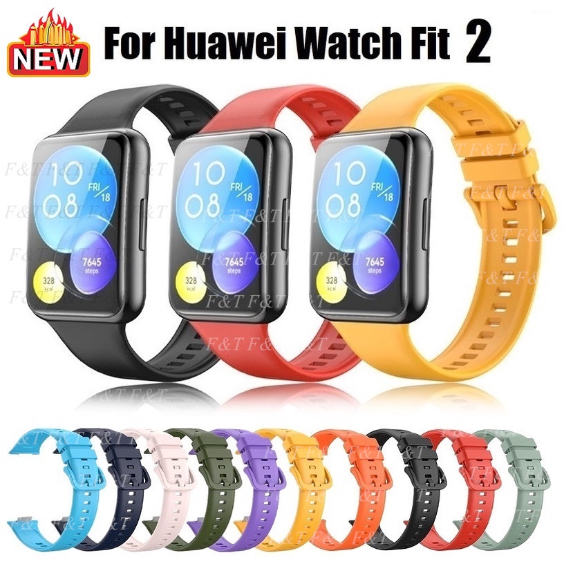 ใหม่ สาย Huawei watch fit 2 Strap กีฬา ซิลิโคน Huawei watch fit 2 สาย Silicone Band สายนาฬิกา huaweiwatch fit 2 Strap Replacement สาย huaweiWatch fit 2 Accessories