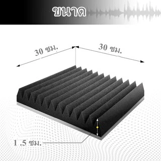 เเผ่นเก็บเสียง 12เเผ่น แผ่นกันเสียง แผงโฟมอะคูสติก มีให้เลือกหลายสี Acoustic Panels 30×30×1.5cm C85