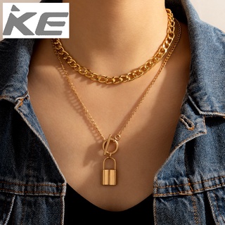 Jewelry Geometric creative necklace all-match mens and womens chain one word buckle lock two