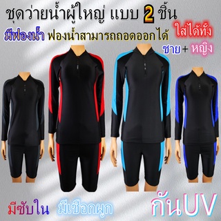 ชุดว่ายน้ำผู้ใหญ่ แบบ 2 ชิ้น ใส่ได้ท้ัง ชายและหญิง เสื้อแขนยาวกางเกงขายาวเท่าเข่า 🔥พร้อมส่ง🔥  31716