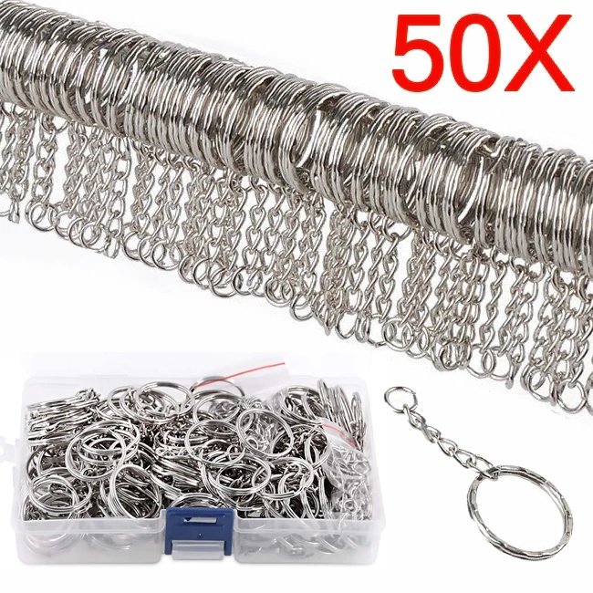 พวงกุญแจ 50 ชิ้น พร้อมสายโซ่สั้น และห่วงโอริง DIY