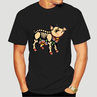 ถูกสุดๆพร้อมส่ง เสื้อยืดแขนสั้น ผ้าฝ้าย 100% พิมพ์ลาย Day Of The Dead Dia De Los Muertos Pig Halloween Ah39 8238D หลายสี