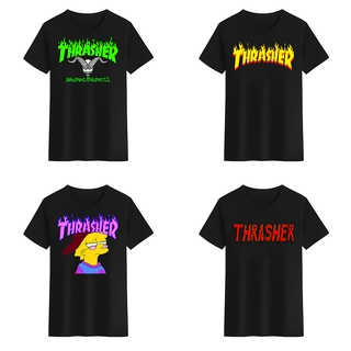 เสื้อยืดคอกลม พิมพ์ลาย Thrasher สีดํา สีขาว สําหรับผู้ชาย และผู้หญิง 2 GYGS-5XL