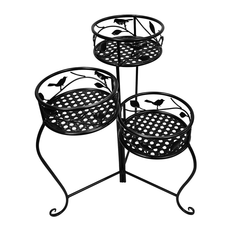 hugthai ชั้นวางกระถางต้นไม้ FONTE รุ่น LS19A4016 ขนาด 52 x 52 x 62 ซม. สีดำ