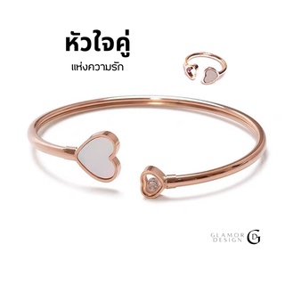 GLAMOR✨สมหวังความรัก รูปหัวใจไม่ลอก แหวนแฟชั่น กําไลข้อมือผู้หญิง กำไลข้อมือแฟชั่น กำไลหัวใจ กําไลข้อมือเพชข้อมือสแตนเลส