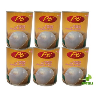 พีทีไอ ลำไยในน้ำเชื่อม ไม่ใช้วัตถุกันเสีย 565 กรัม 6 กระป๋อง Pti Longan In Syrup No preservative 565 gram 6 cans