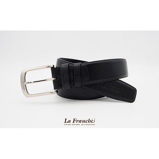 La Franche - Working Belt เข็มขัดหนังวัวแท้ Nappa สีดำ พร้อมหัวเข็มขัดนิกเกิ้ล #3W0035